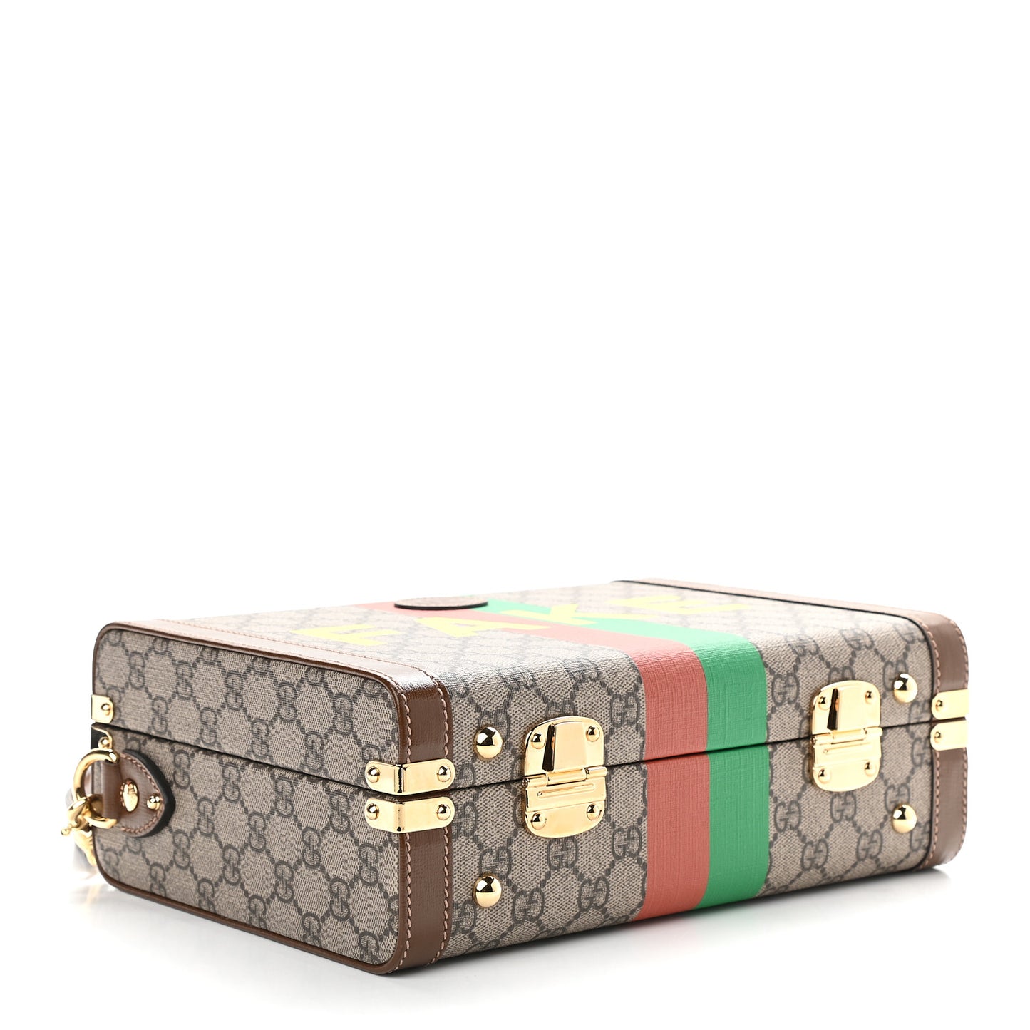 GG Supreme Monogram Azalea Calfskin Fake/Not Retro Interlocking G Beauty Case Beige Ebony Brown Sugar