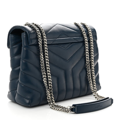 Saint Laurent Calfskin Y Quilted Monogram Small Loulou Chain Satchel Denim Blue 3 of 11