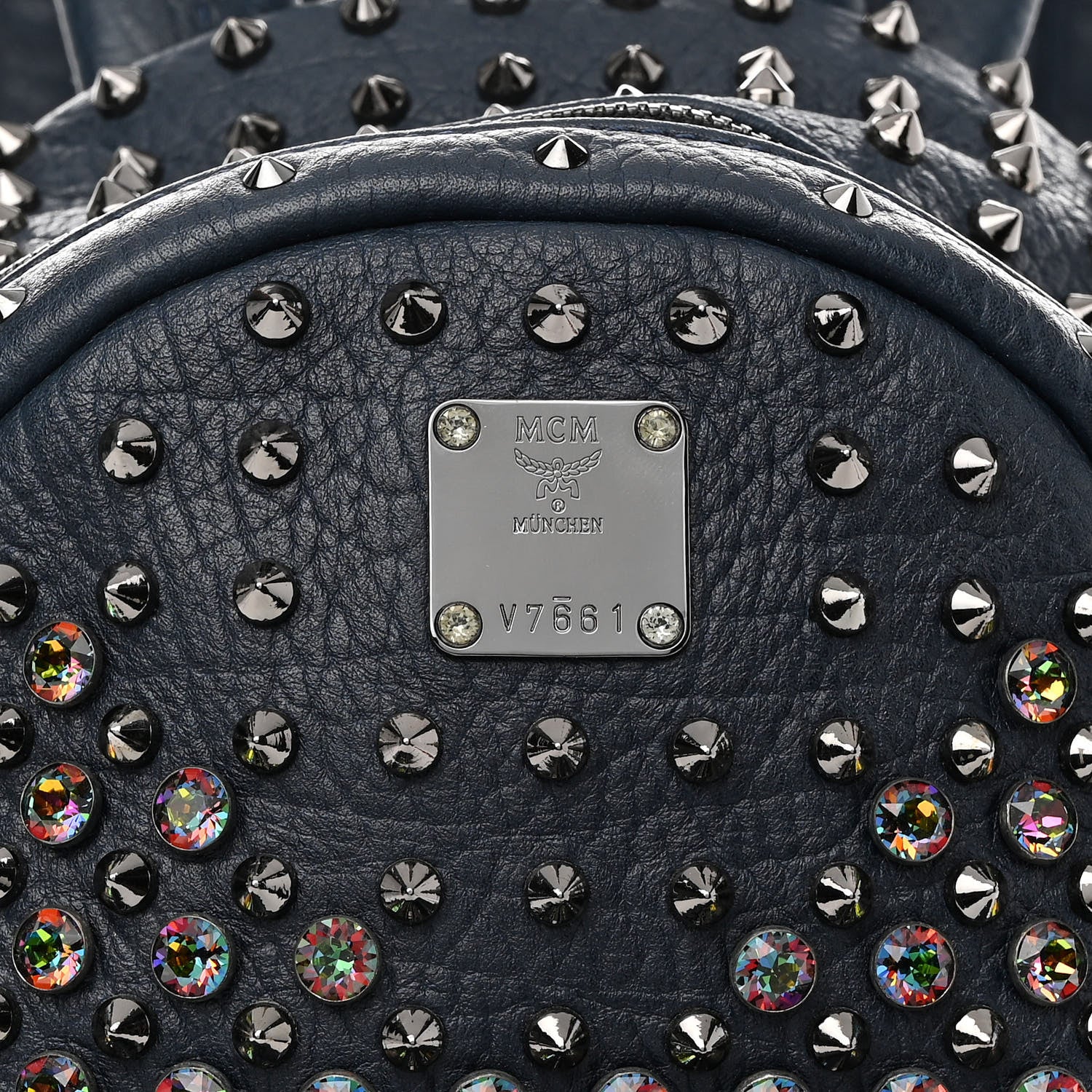 MCM Visetos Swarovski Mini Stark Diamond Backpack Dress Blue 2 of 9