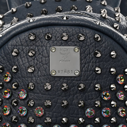 MCM Visetos Swarovski Mini Stark Diamond Backpack Dress Blue 2 of 9