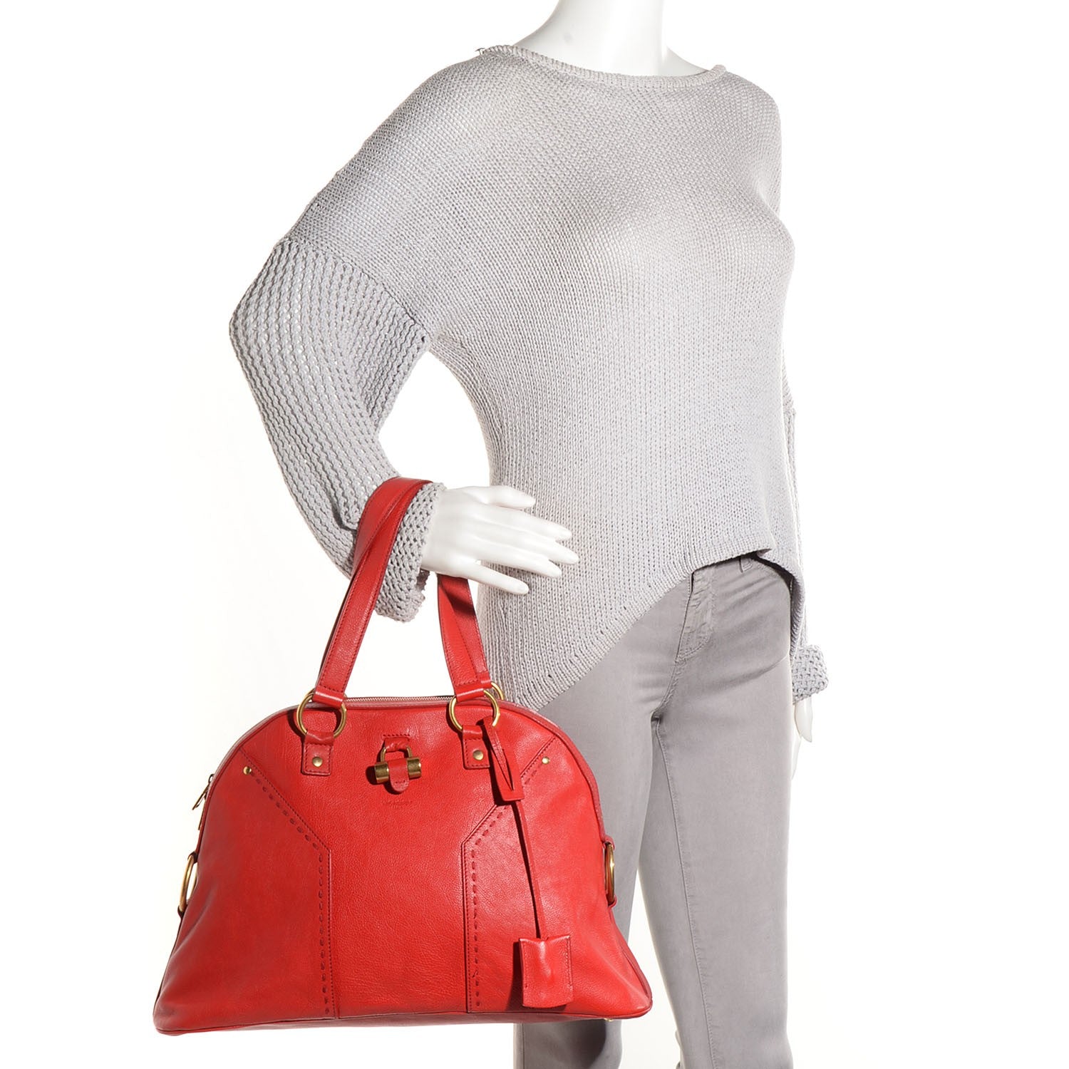Saint Laurent Calfskin Large Muse Red 2 of 8