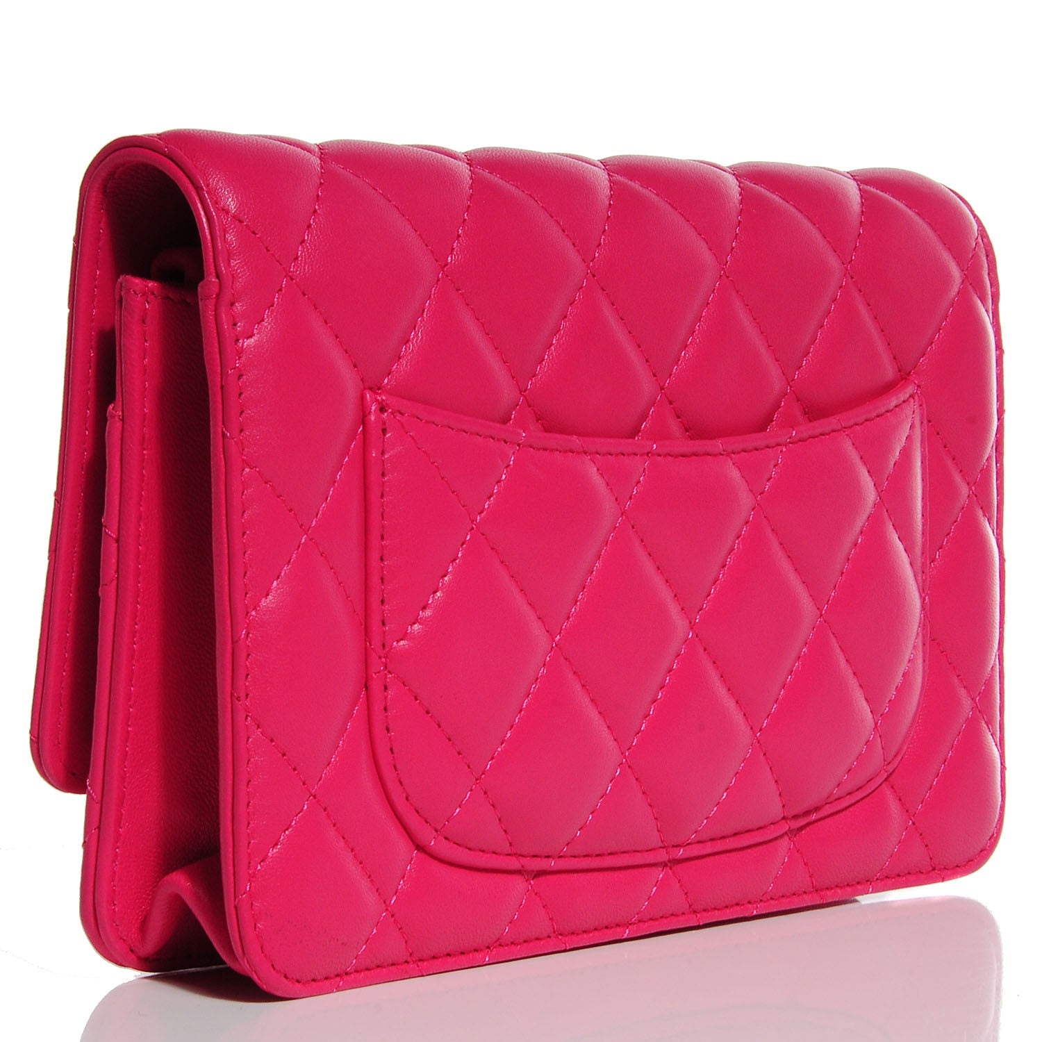 Chanel Lambskin Quilted Wallet On Chain WOC Fuchsia 3 of 9