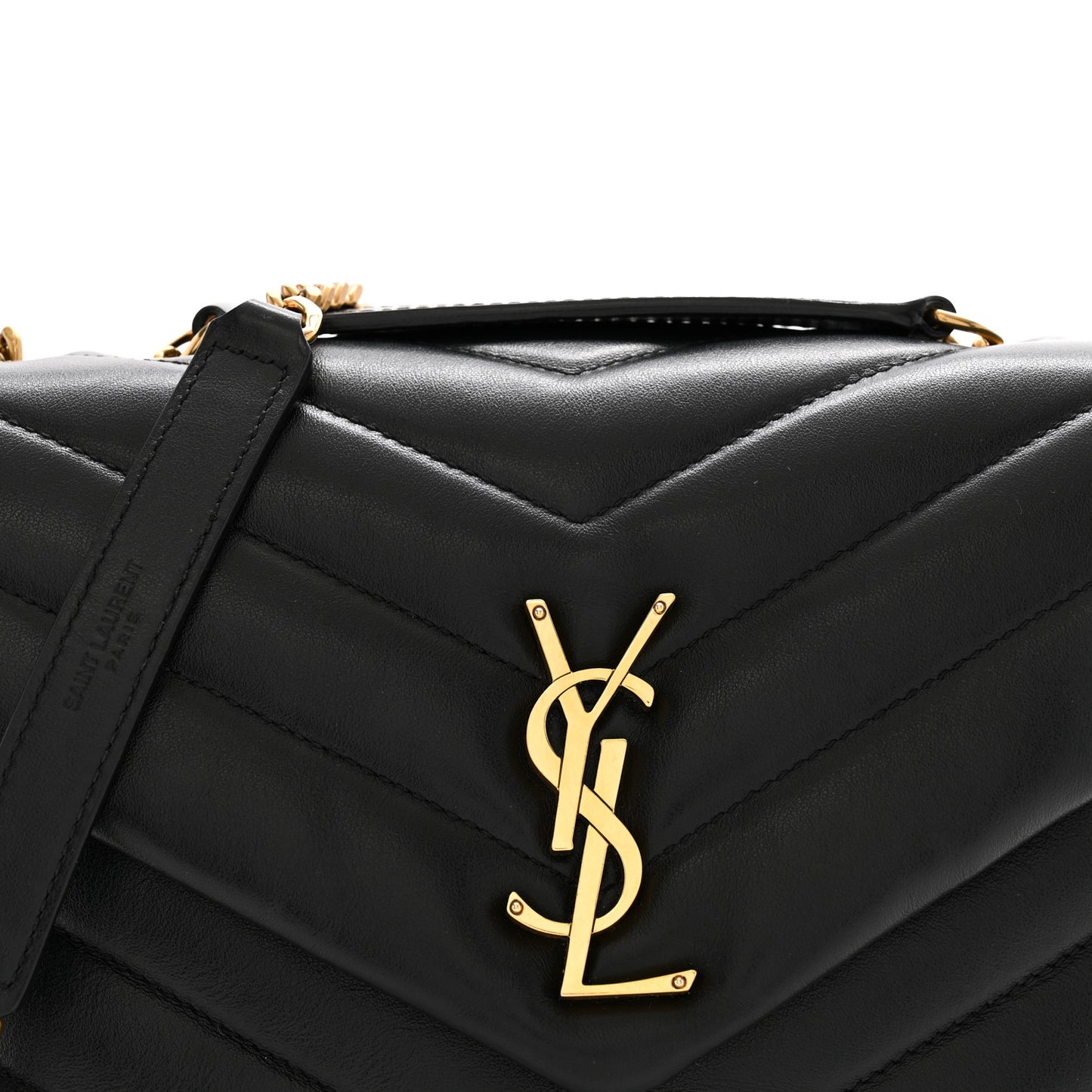 Calfskin Y Quilted Monogram Small Loulou Chain Satchel Black