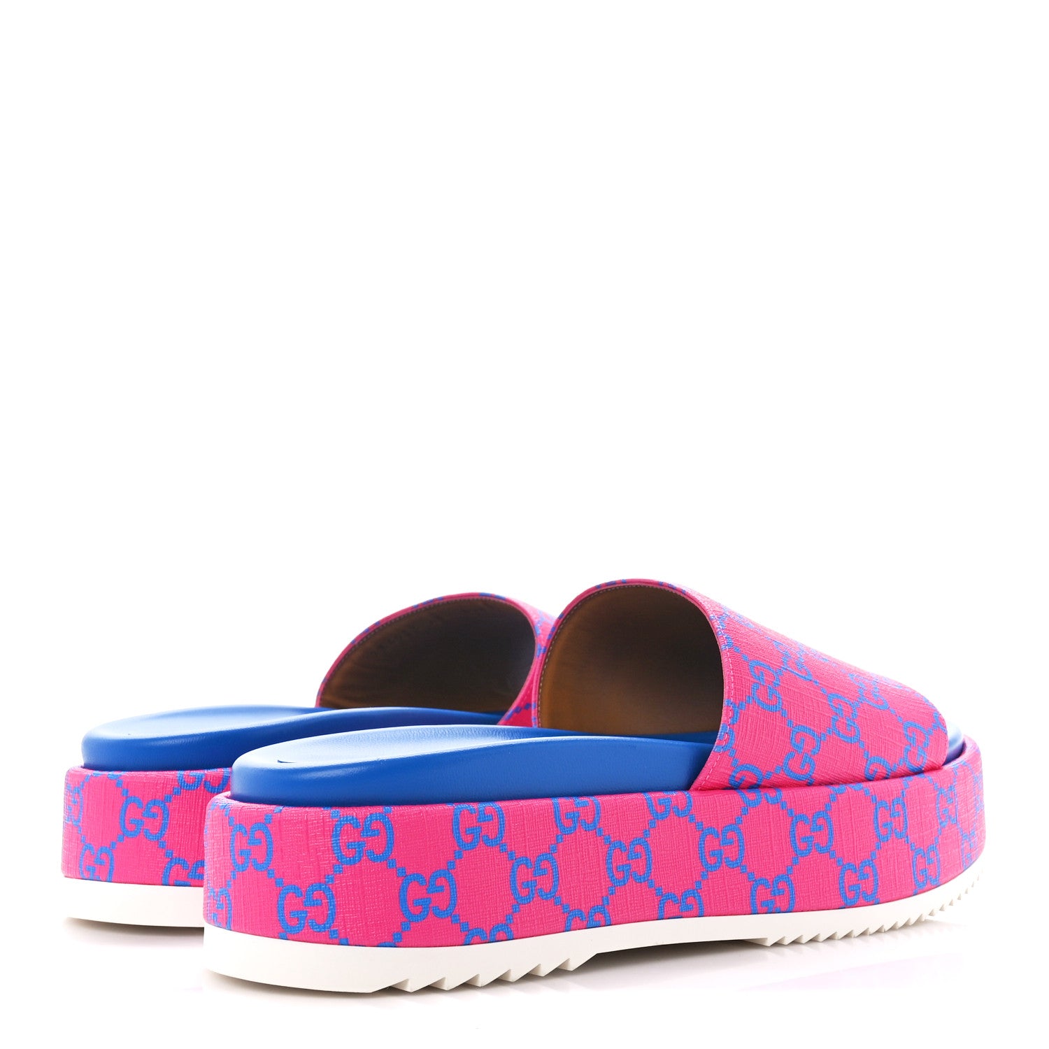 Gucci GG Supreme Joy Monogram Angelina Platform Slide Sandals 41 Fuxia Blue 4 of 10