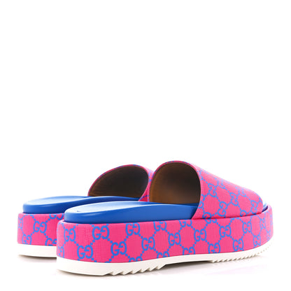 Gucci GG Supreme Joy Monogram Angelina Platform Slide Sandals 41 Fuxia Blue 4 of 10