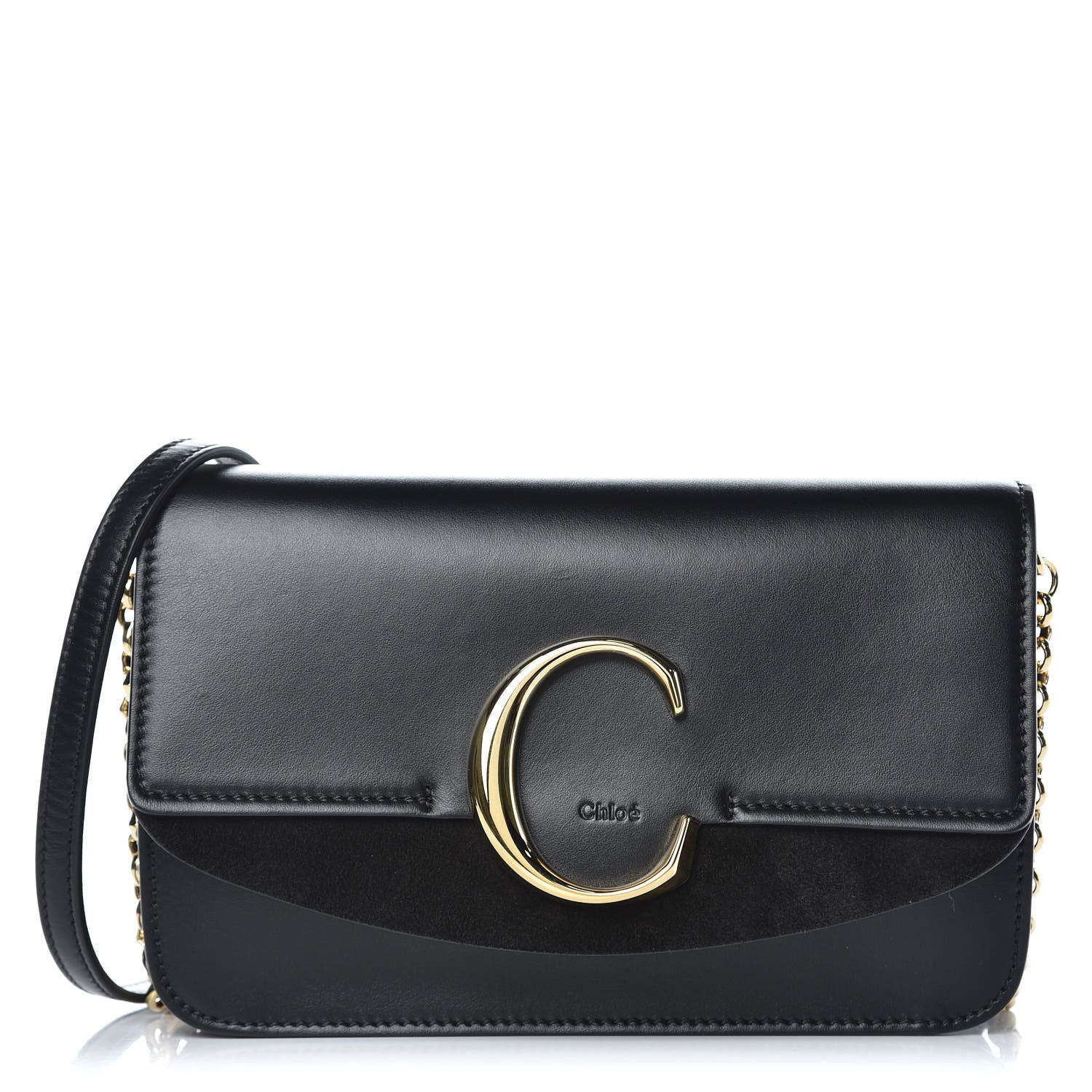 Chloe Calfskin Suede C Clutch With Chain Black 1 of 10