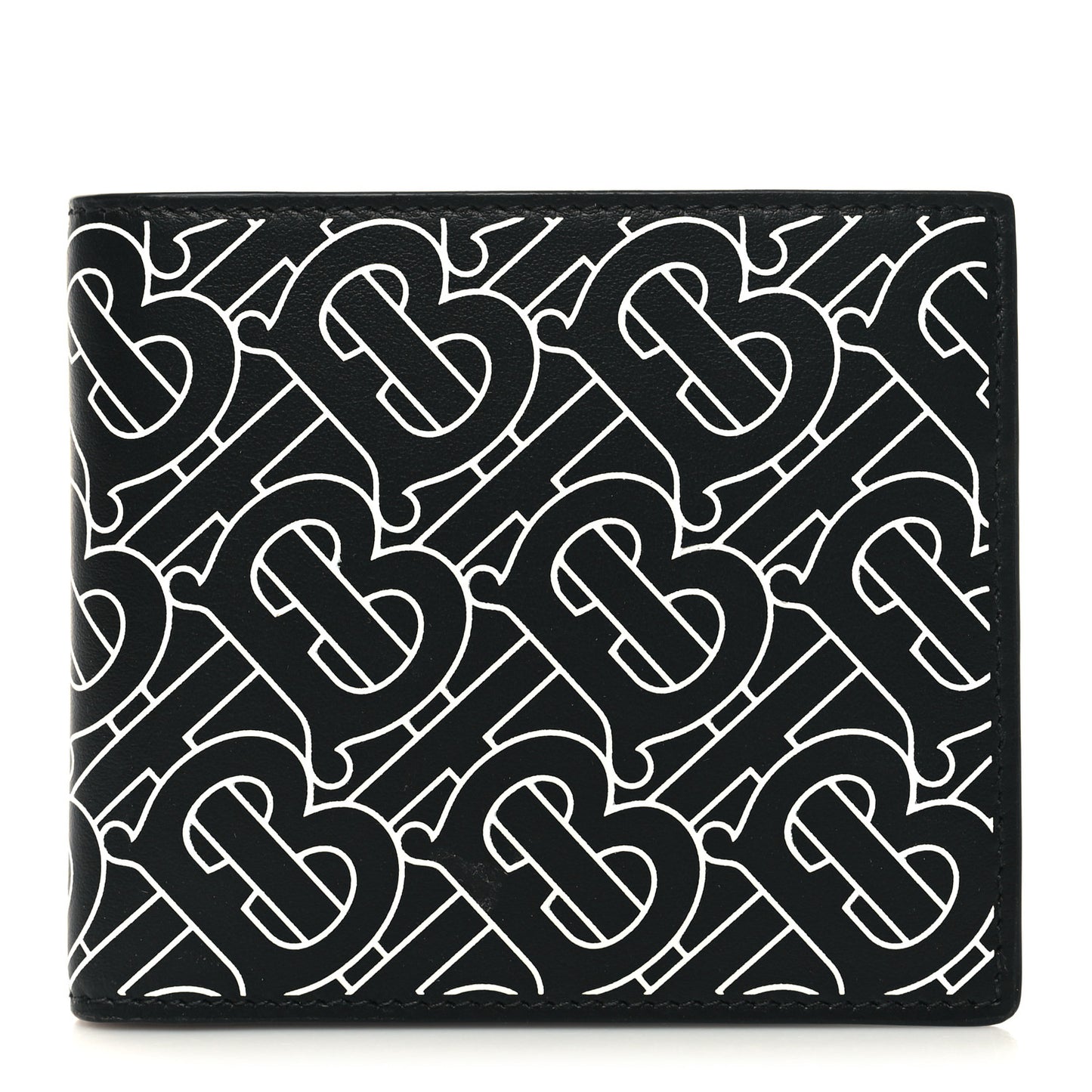 Calfskin Embossed TB Print Bi-Fold Wallet Black White
