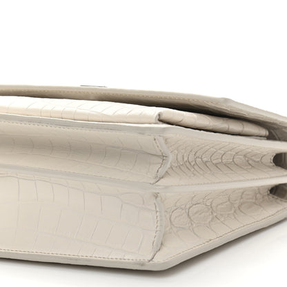 Saint Laurent Calfskin Crocodile Embossed Medium Monogram Sunset Blanc Vintage 11 of 11