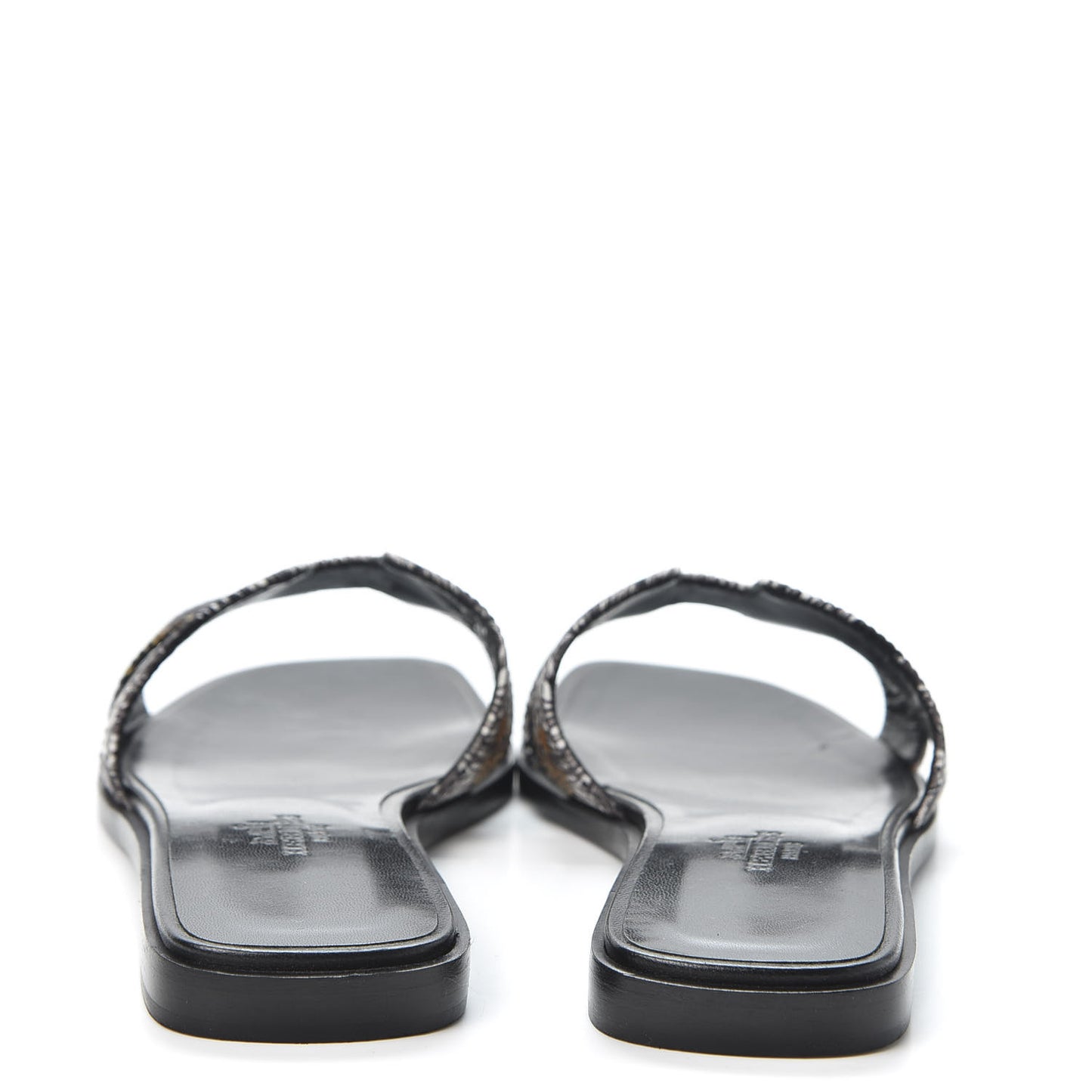 Silk Printed Equateur Tattoo Oran Sandals 35.5 Black