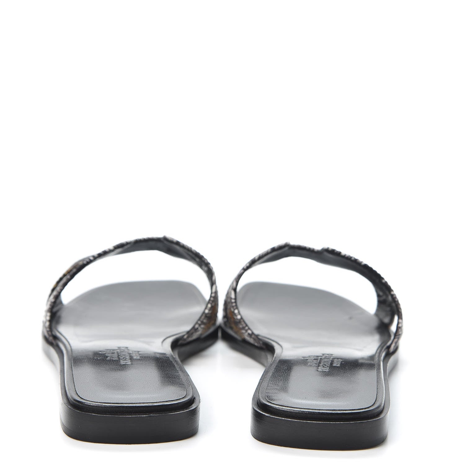 Hermes Silk Printed Equateur Tattoo Oran Sandals 35.5 Black 7 of 9
