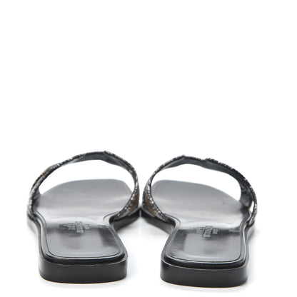 Hermes Silk Printed Equateur Tattoo Oran Sandals 35.5 Black 7 of 9