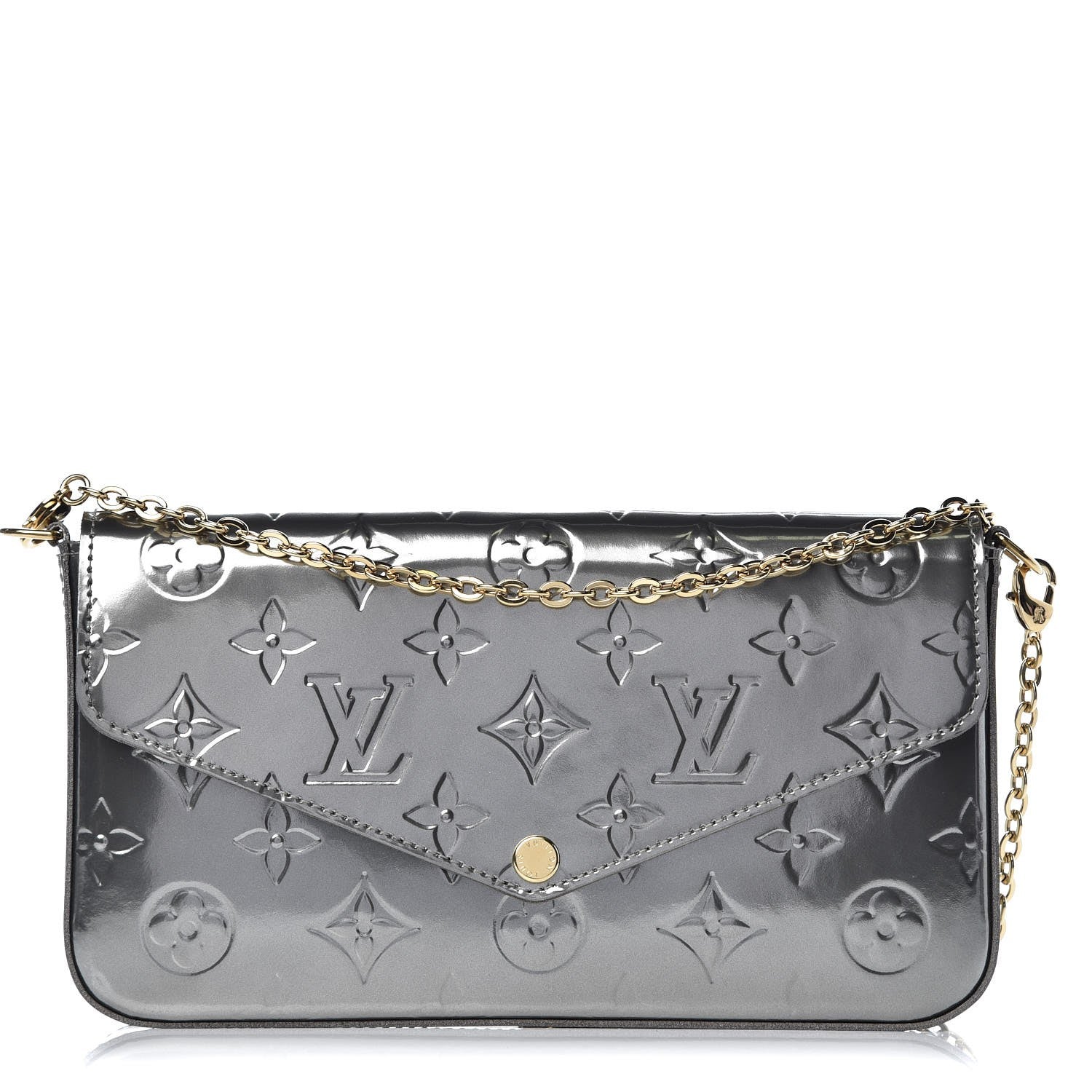 Louis Vuitton Vernis Felicie Pochette Chain Wallet Gris Metal 1 of 8