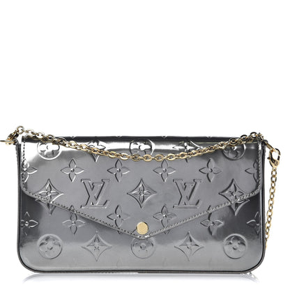 Louis Vuitton Vernis Felicie Pochette Chain Wallet Gris Metal 1 of 8