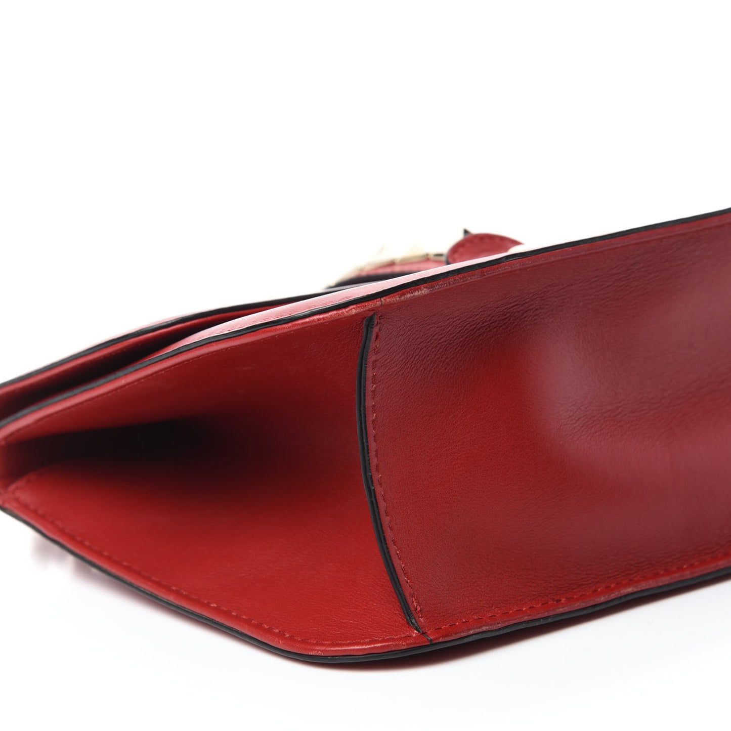 Vitello Large Glam Lock Rockstud Flap Red