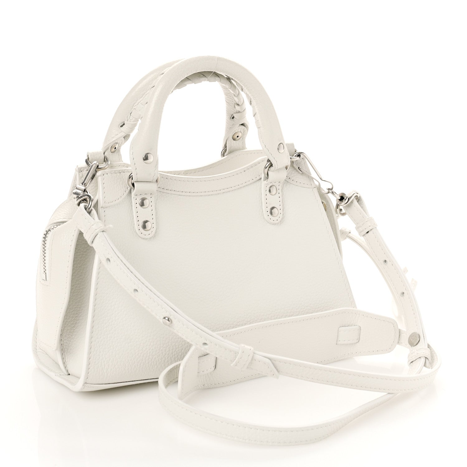 Balenciaga Grained Calfskin Neo Classic Silver Hardware Mini City White 2 of 8
