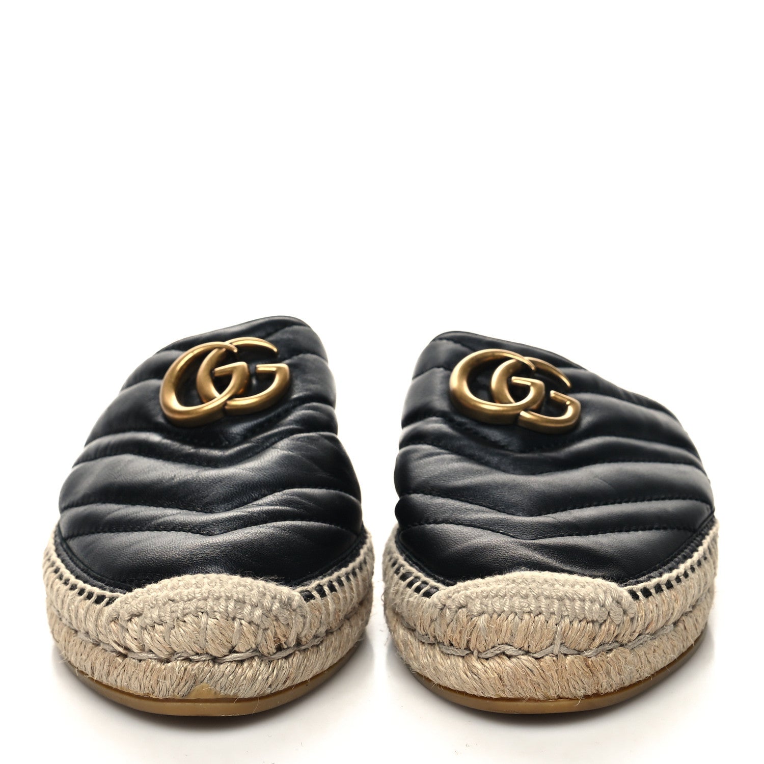 Gucci Nappa Matelasse GG Marmont Espadrille Slippers 37.5 Black 2 of 10