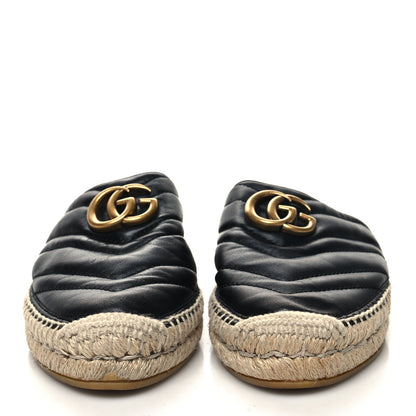 Gucci Nappa Matelasse GG Marmont Espadrille Slippers 37.5 Black 2 of 10