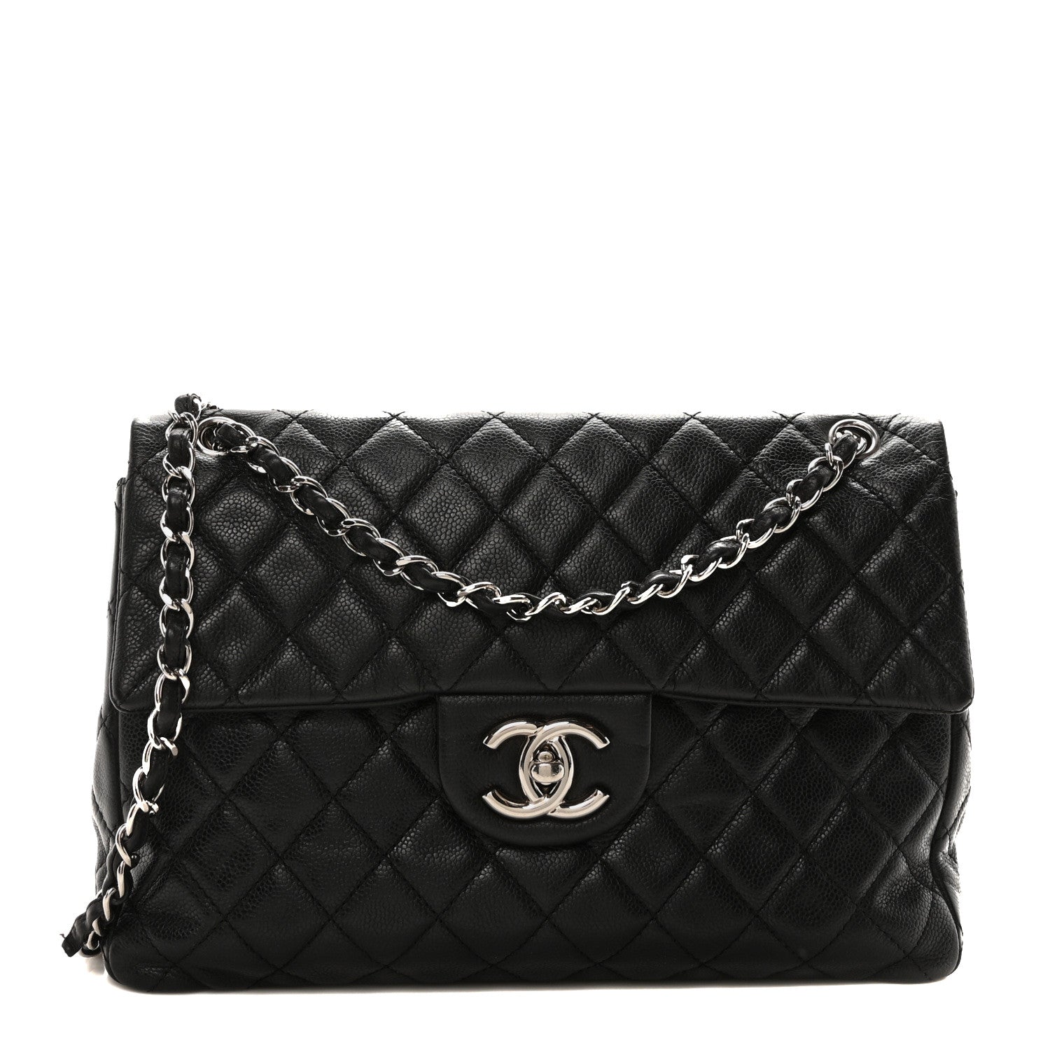 Chanel Washed Caviar Quilted Maxi Single Flap Black 1 of 10
