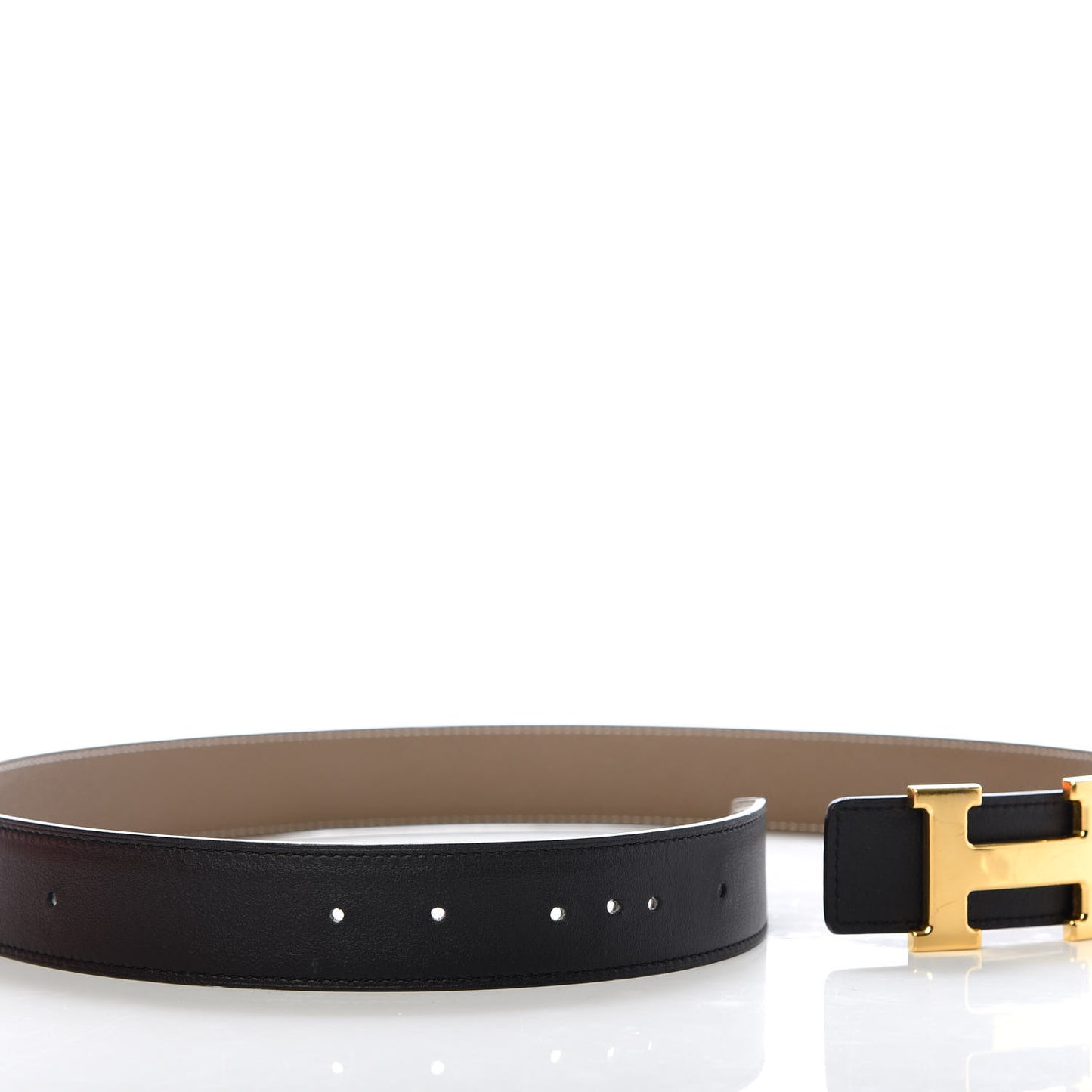 Swift Epsom 32mm H Belt 85 Black Etoupe