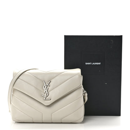 Saint Laurent Calfskin Y Quilted Monogram Toy Loulou Crossbody Bag Crema Soft 12 of 12