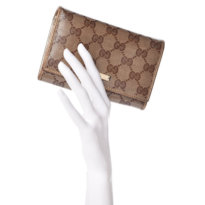 Gucci Metallic Crystal Monogram French Flap Wallet Gold 2 of 12