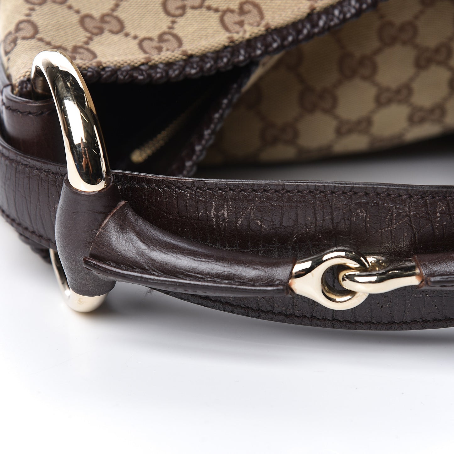 Monogram Large Horsebit Chain Hobo Dark Brown