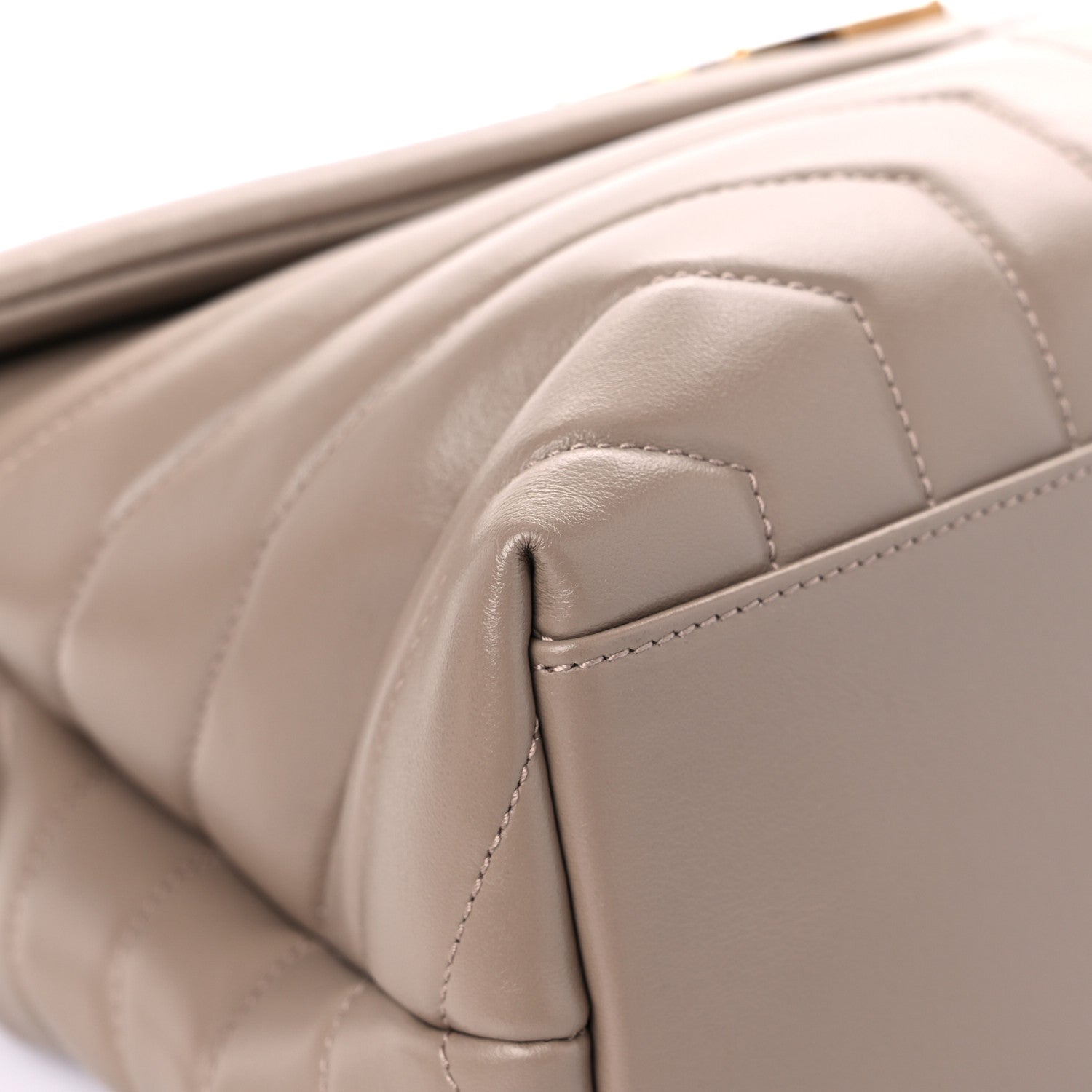 Saint Laurent Calfskin Y Quilted Monogram Medium Loulou Chain Satchel Dark Beige 9 of 12
