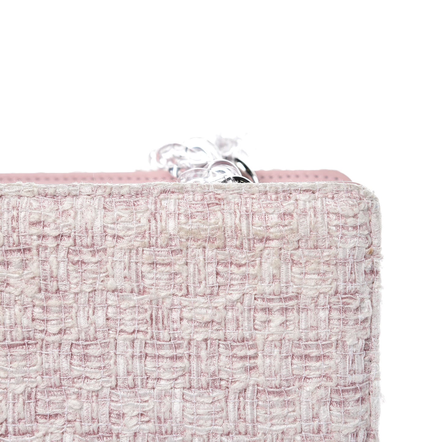 Tweed Zip Tote Pink White