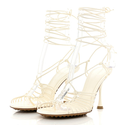 Bottega Veneta Nappa Dot Ankle Tie Sandals 39 White 3 of 8