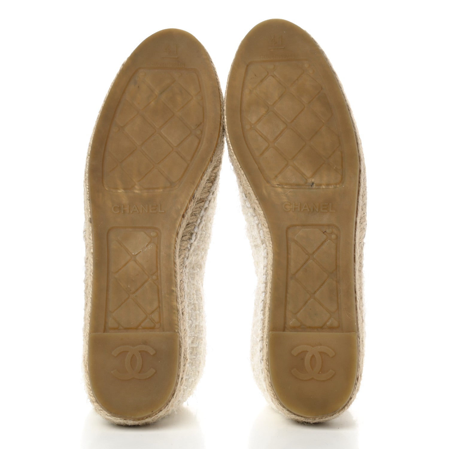 Chanel Tweed Grosgrain CC Espadrilles 41 White Black 5 of 8