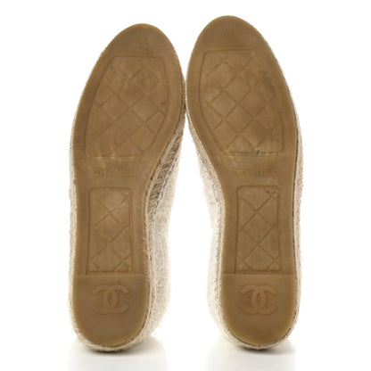 Chanel Tweed Grosgrain CC Espadrilles 41 White Black 5 of 8