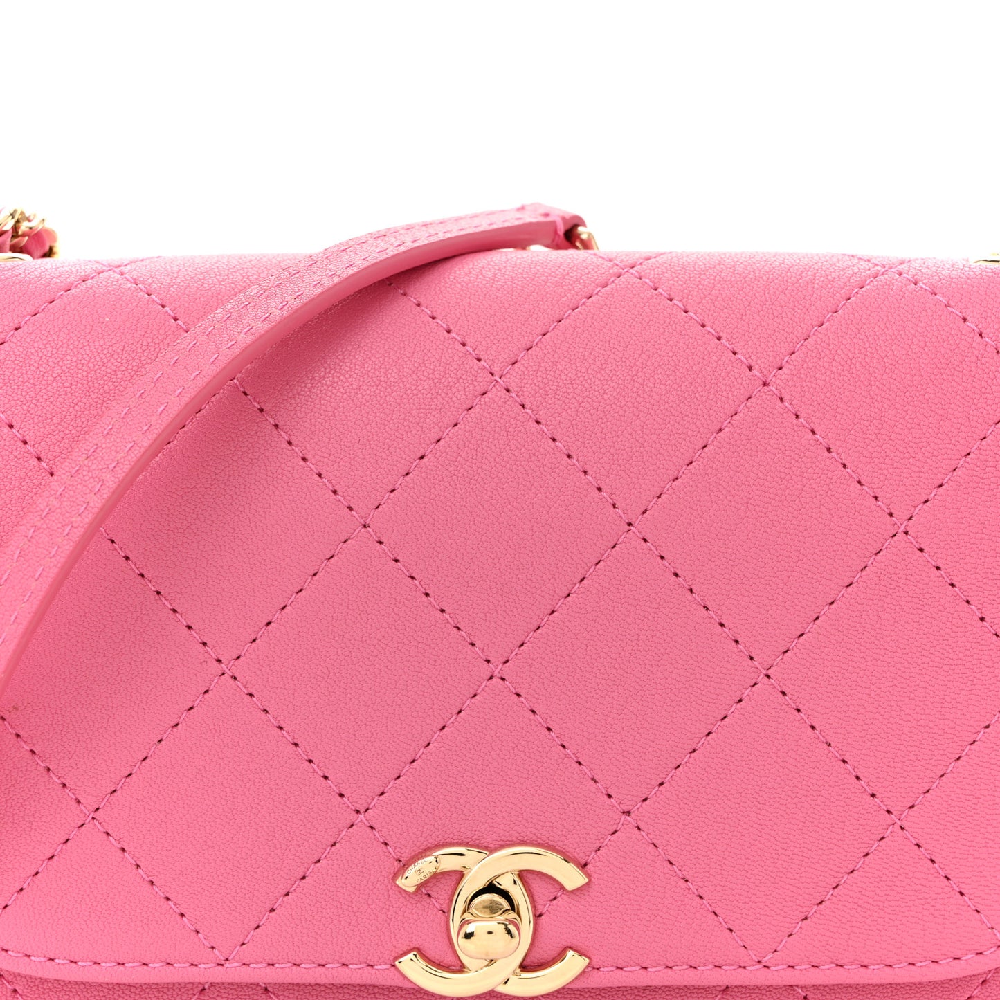 Goatskin Stitched Casual Trip Single Flap Pink