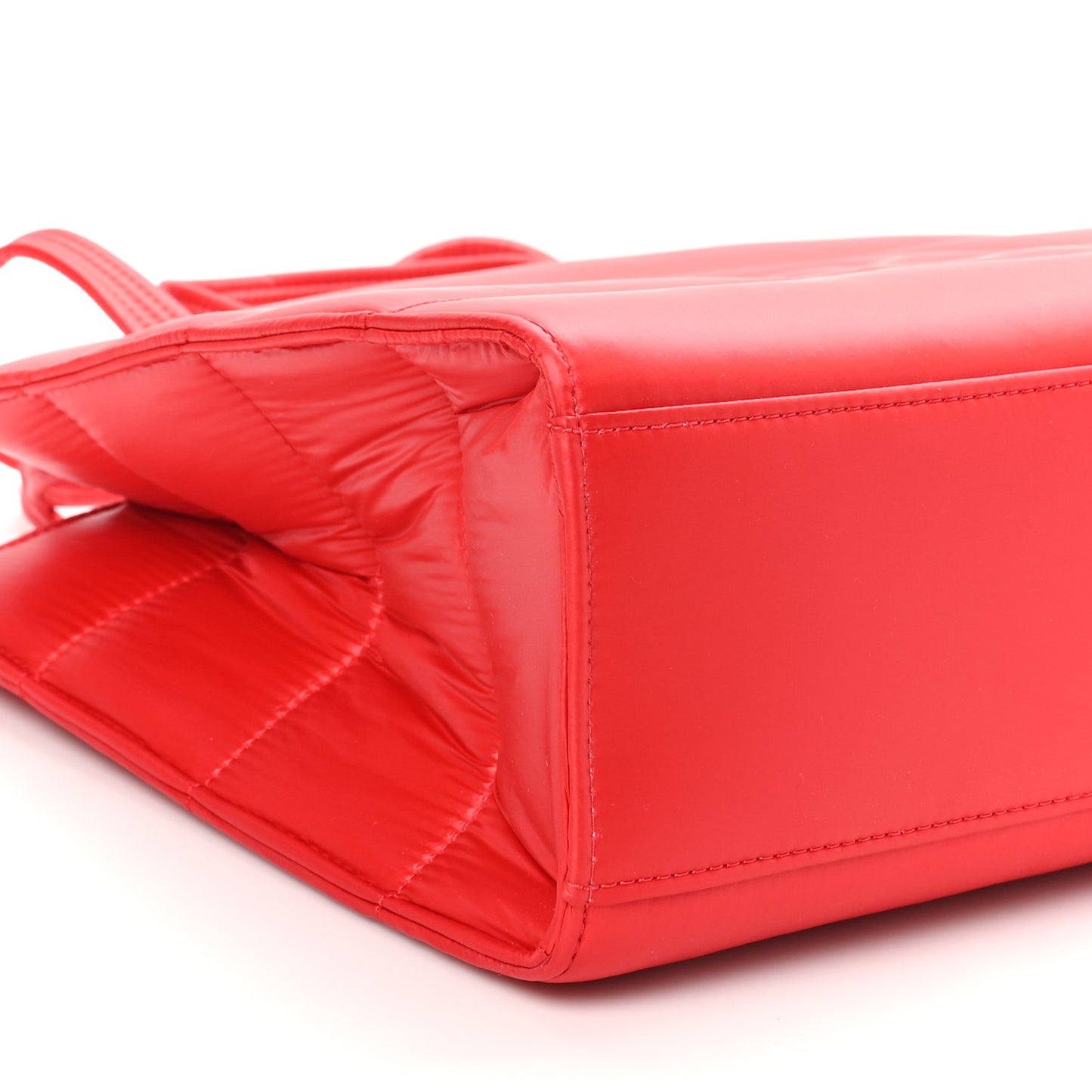 Nylon Medium Puff Shopping Bag Red