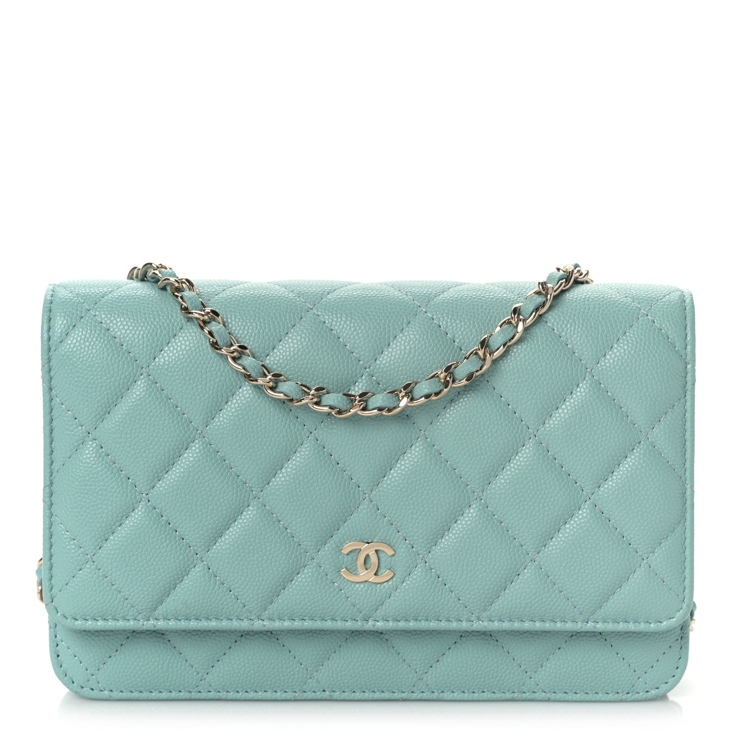 Chanel Caviar Quilted Wallet On Chain WOC Light Blue 1 of 10