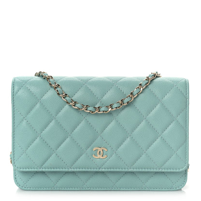 Chanel Caviar Quilted Wallet On Chain WOC Light Blue 1 of 10