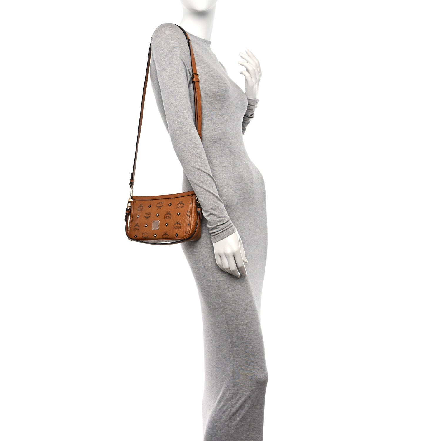 MCM Visetos Studded Small Crossbody Bag Cognac 2 of 10