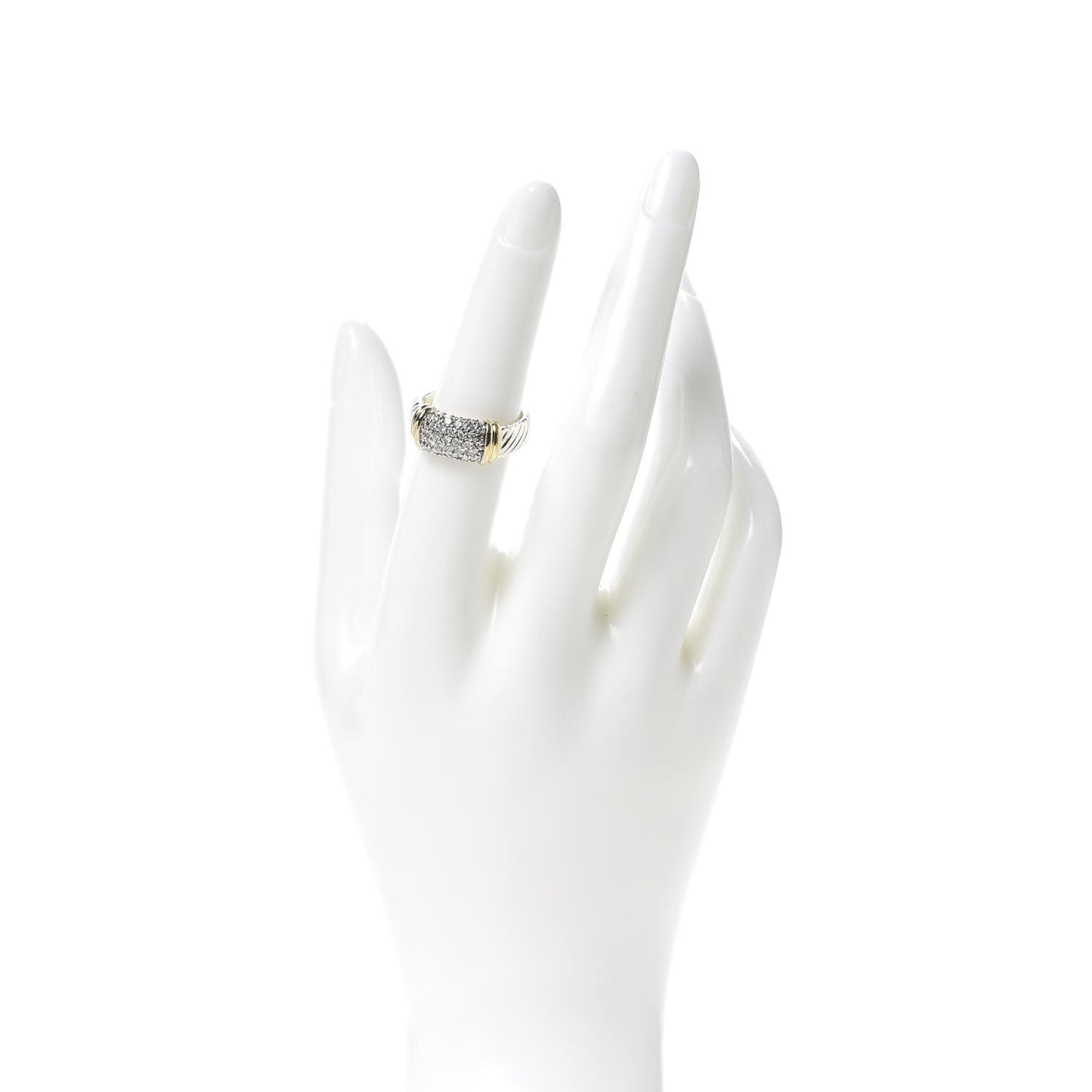 Sterling Silver 18K Yellow Gold Diamond 8mm Metro Cable Ring 53 6.5