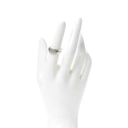 David Yurman Sterling Silver 18K Yellow Gold Diamond 8mm Metro Cable Ring 53 6.5 2 of 7