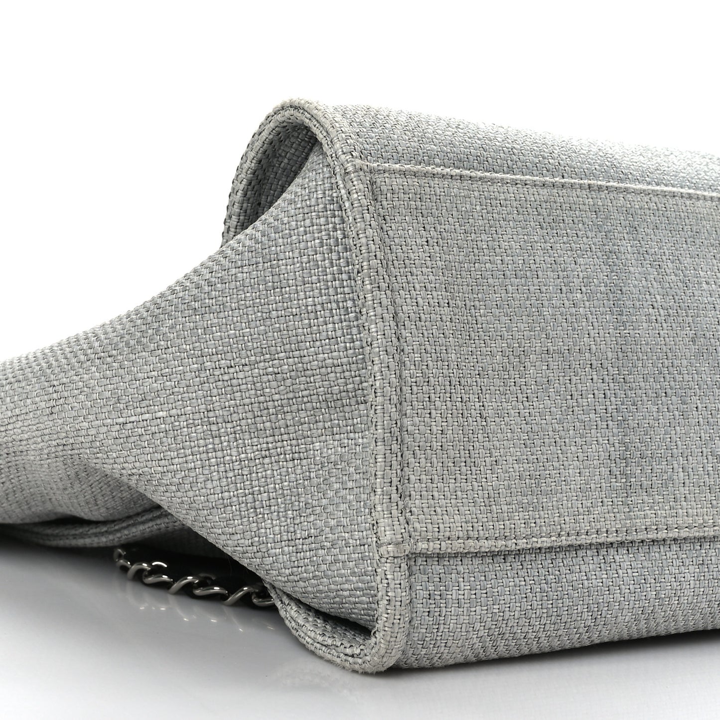 Woven Straw Raffia Medium Deauville Tote Grey