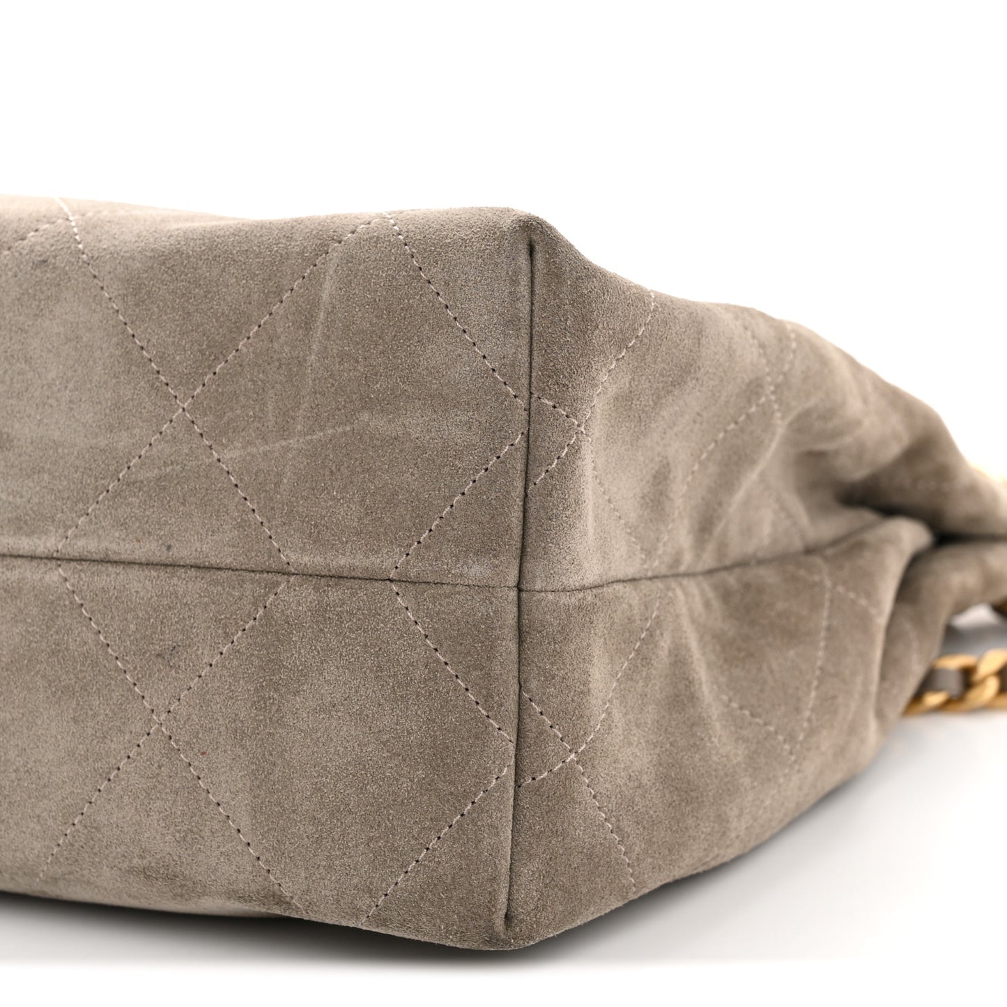 Suede Calfskin Lambskin Quilted Maxi Hobo Grey