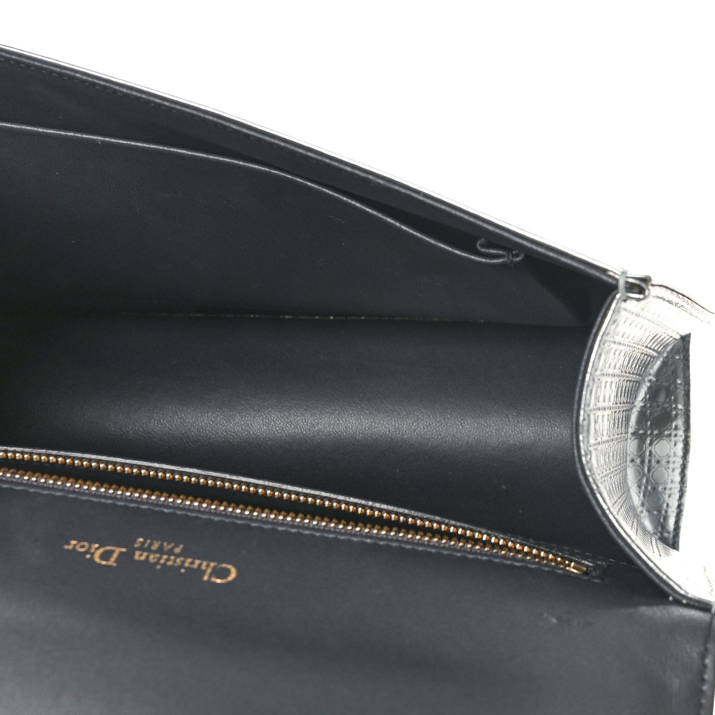 Metallic Patent Micro-Cannage Medium Diorama Flap Bag Silver