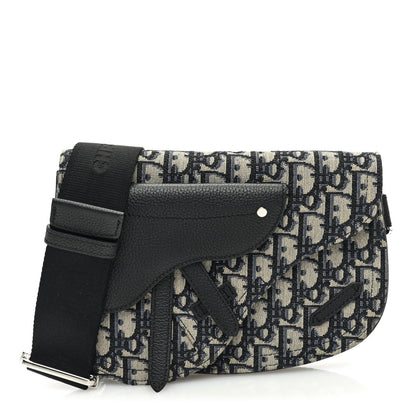 Christian Dior Oblique Saddle Messenger Pouch Beige Black 1 of 9