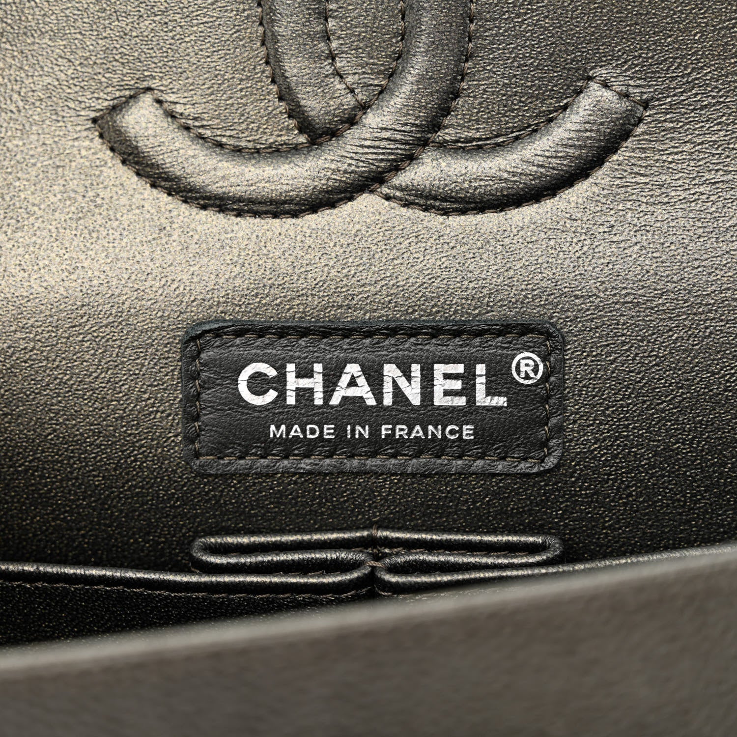 Chanel Metallic Caviar Quilted Medium Double Flap Dark Charcoal 6 of 11