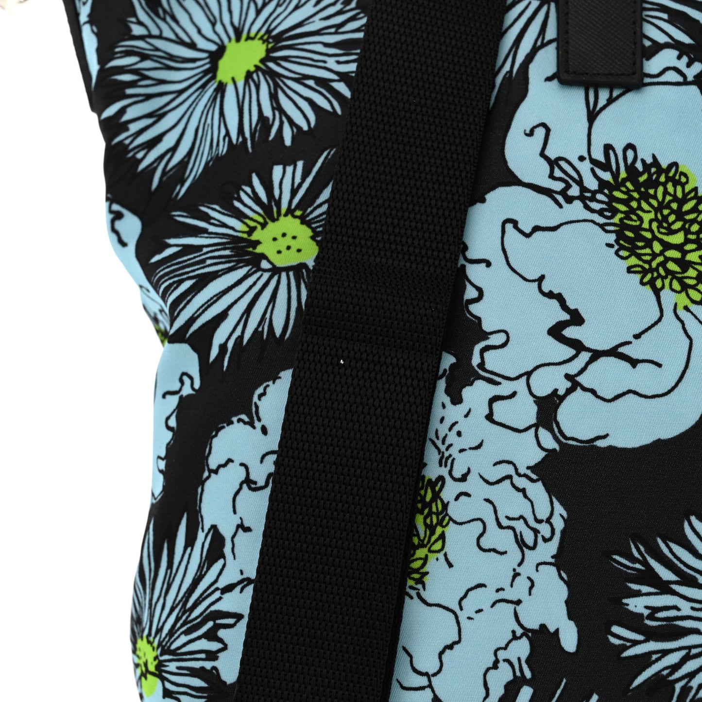 Tessuto Nylon Saffiano Floral Print Tote Black Blue Multicolor