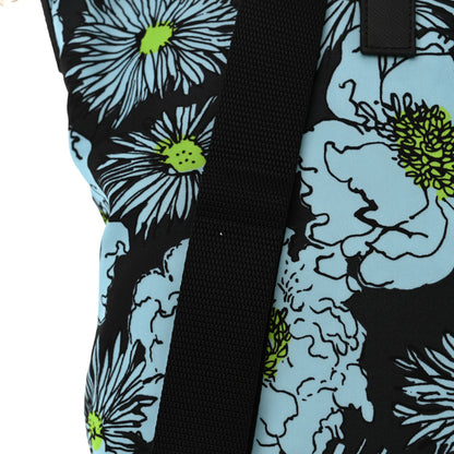 Prada Tessuto Nylon Saffiano Floral Print Tote Black Blue Multicolor 11 of 14