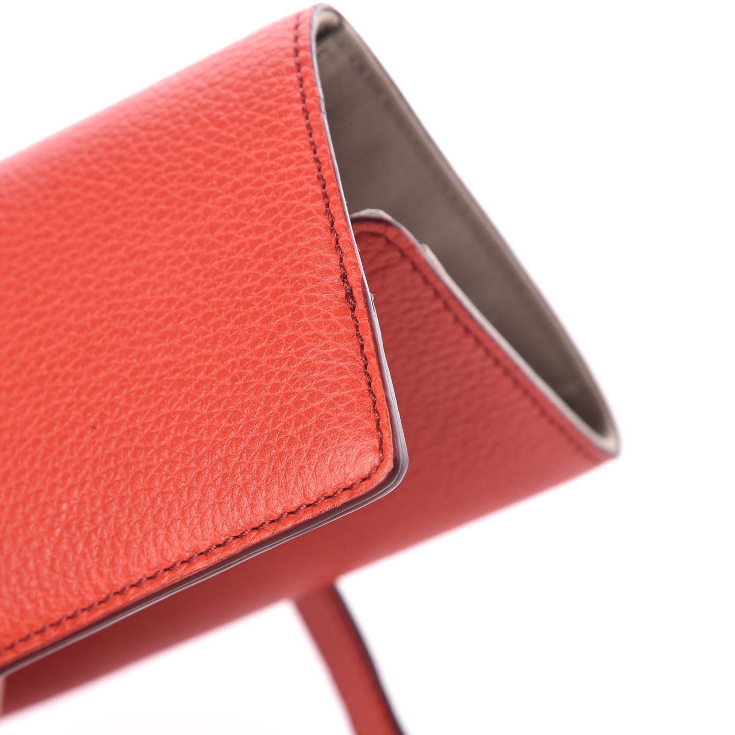 Grained Calfskin Brush Roll Orange Red