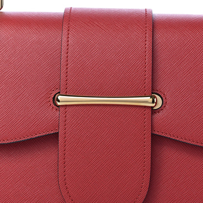Prada Saffiano Lux Large Sidione Top Handle Bag Fuoco 9 of 10