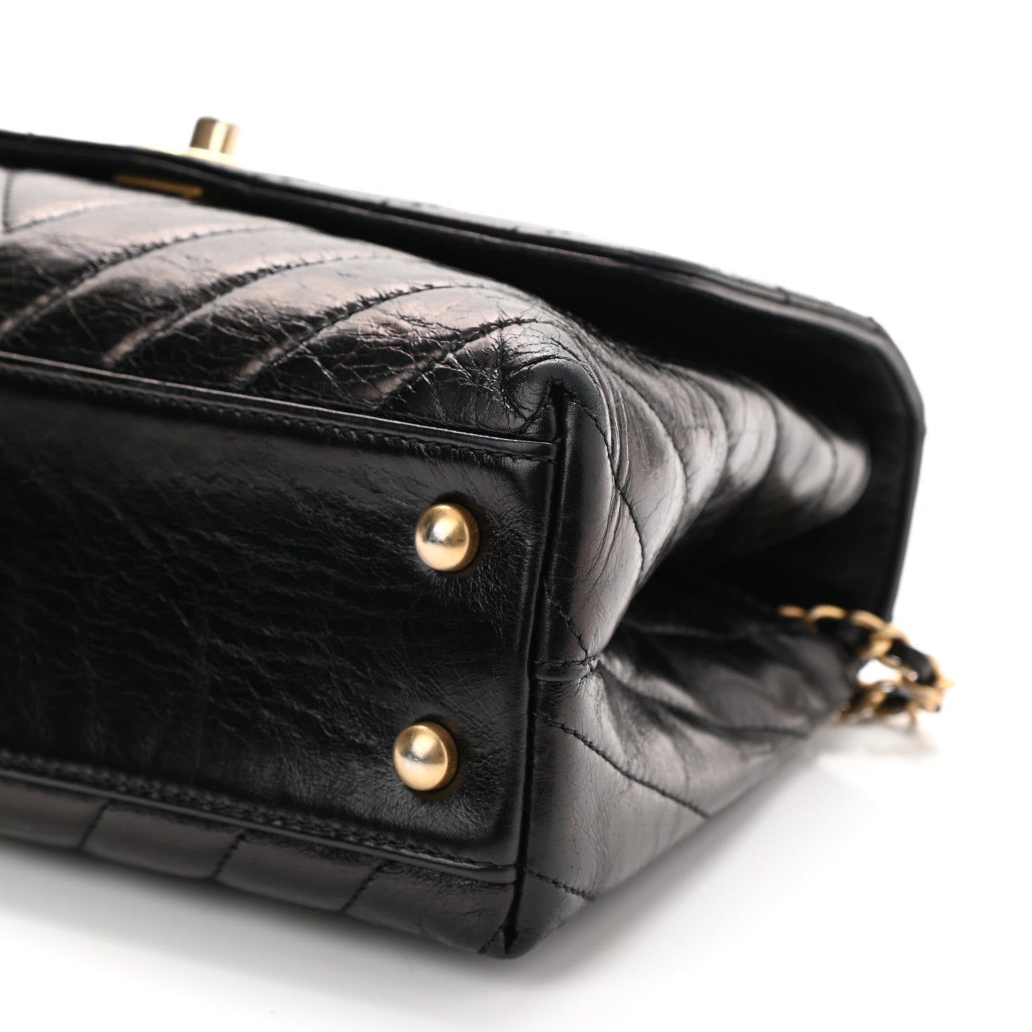 Chanel Aged Calfskin Chevron Quilted Mini Coco Handle Flap Black 8 of 8