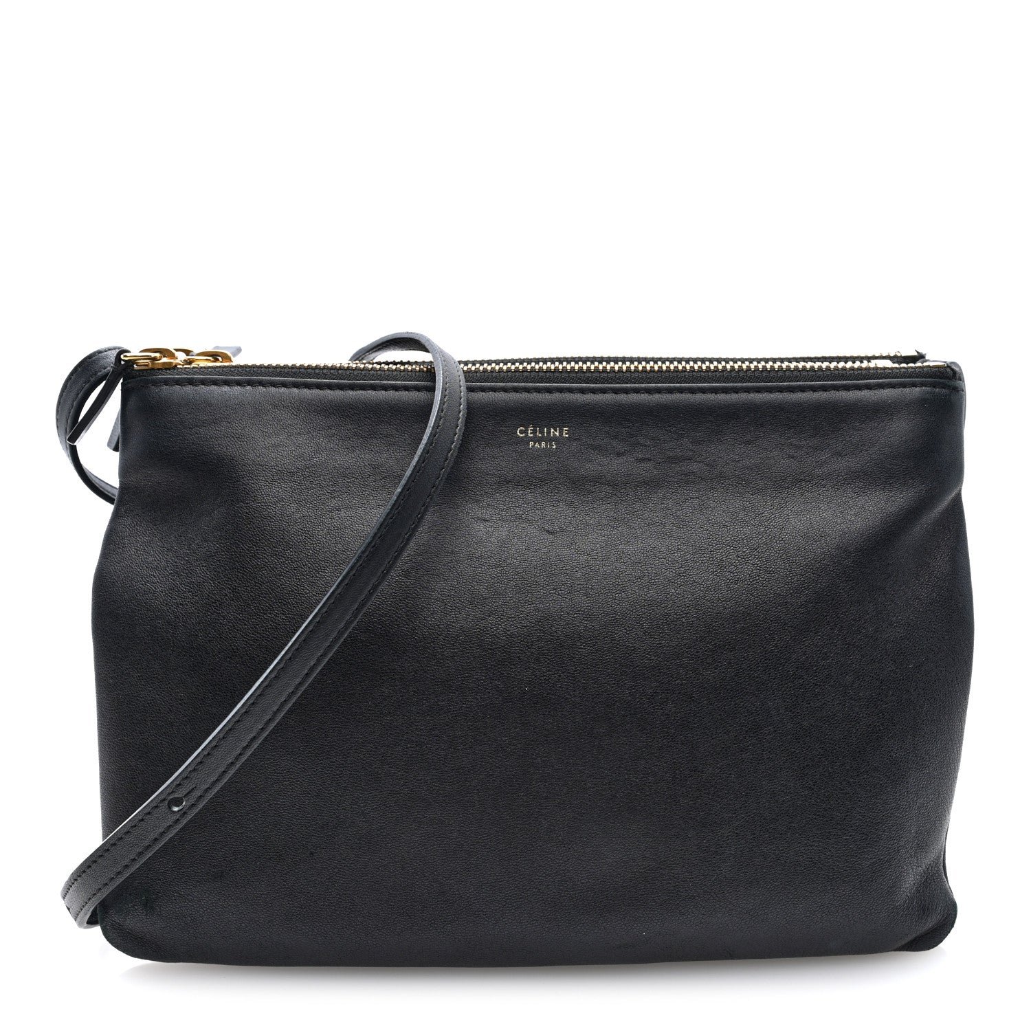 Celine Lambskin Large Trio Crossbody Bag Black 1 of 11