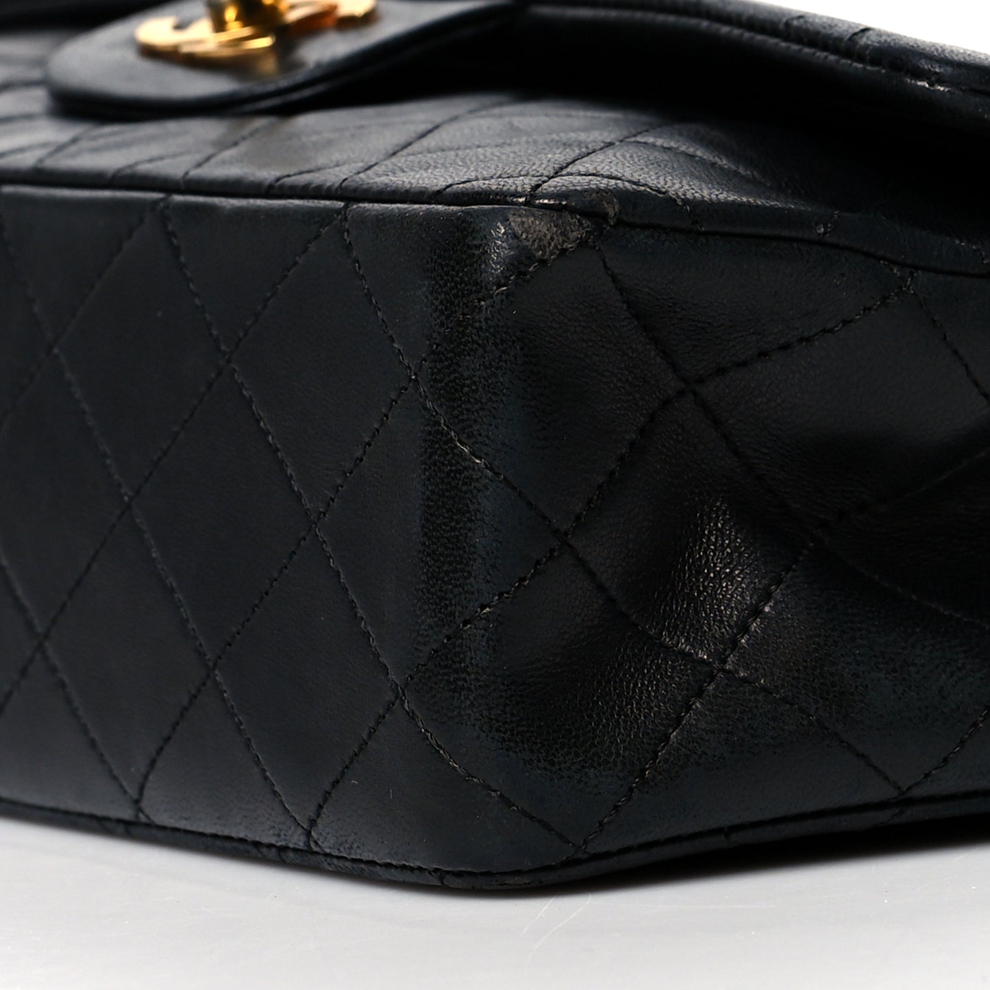 Lambskin Quilted Medium Double Flap Black